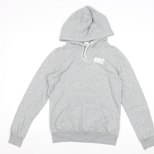 Nike Women’s Grey Pullover Hoodie Small Cotton Blend Logo Sweatshirt