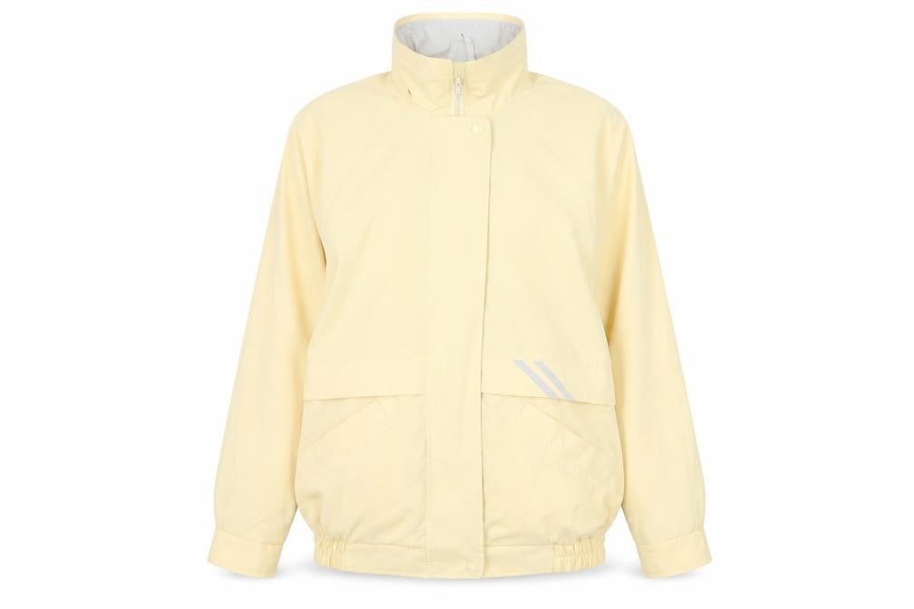 Front view of Harvey Women's Yellow Windbreaker Jacket, size 14, Polyester Waterproof