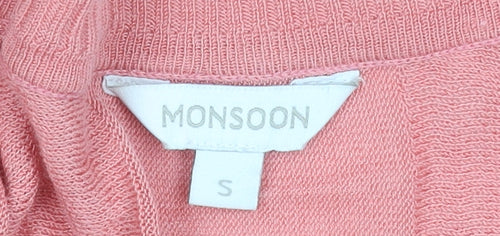 Monsoon Women Pink Long Sleeve Knit Cardigan Size S