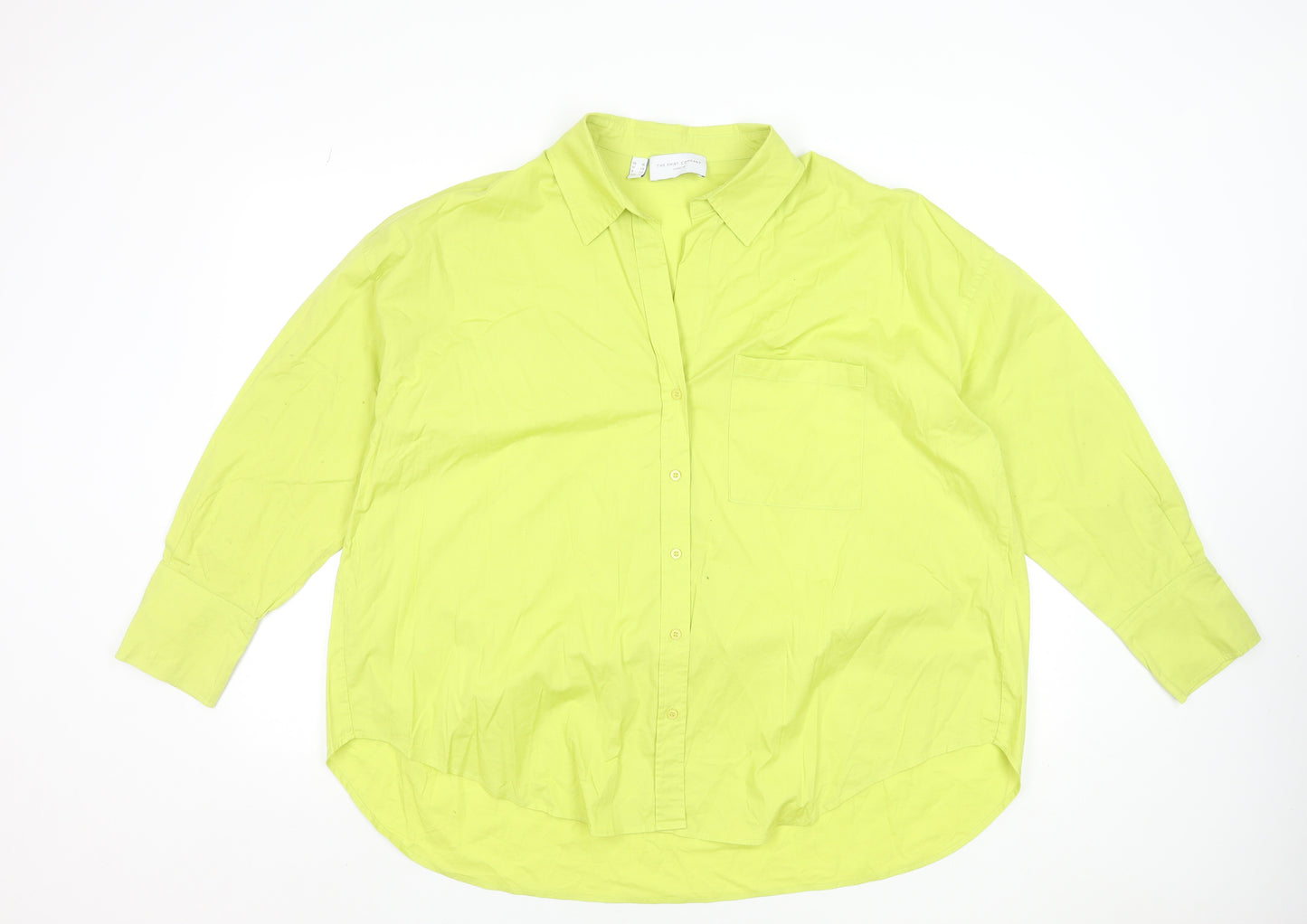 The Shirt Company Women Lime Green Cotton Stretch Long Sleeve Button-Up Blouse UK 16