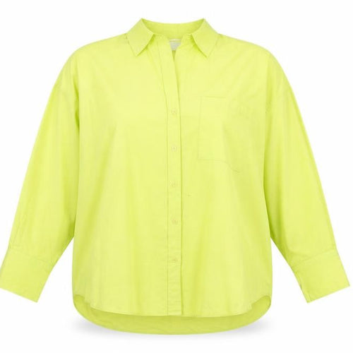 The Shirt Company Women Lime Green Cotton Stretch Long Sleeve Button-Up Blouse UK 16