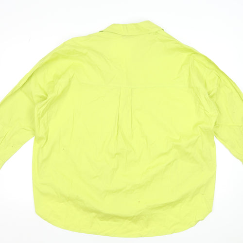 The Shirt Company Women Lime Green Cotton Stretch Long Sleeve Button-Up Blouse UK 16