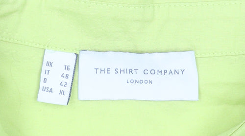 The Shirt Company Women Lime Green Cotton Stretch Long Sleeve Button-Up Blouse UK 16