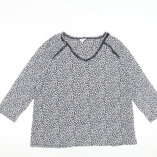 Spirit Womens Navy Floral 3/4 Sleeve Viscose Tunic Blouse Size 14