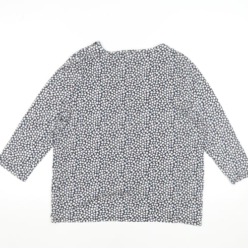 Spirit Womens Navy Floral 3/4 Sleeve Viscose Tunic Blouse Size 14