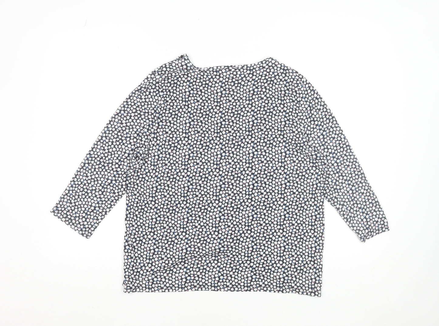 Spirit Womens Navy Floral 3/4 Sleeve Viscose Tunic Blouse Size 14