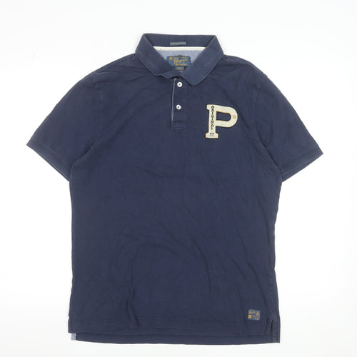 Original Penguin Mens Blue Slim Fit Cotton Polo Shirt L