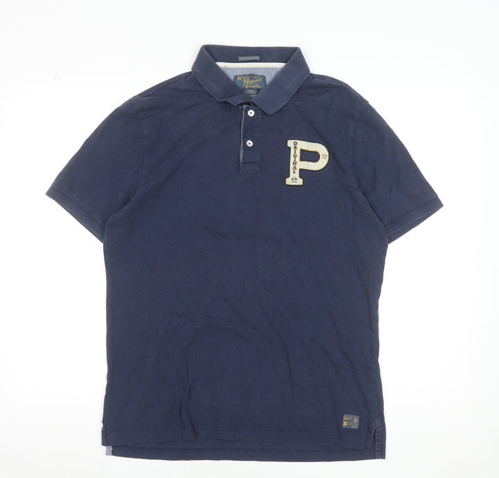 Original Penguin Mens Blue Slim Fit Cotton Polo Shirt L