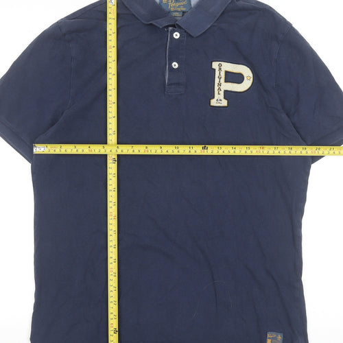 Original Penguin Mens Blue Slim Fit Cotton Polo Shirt L