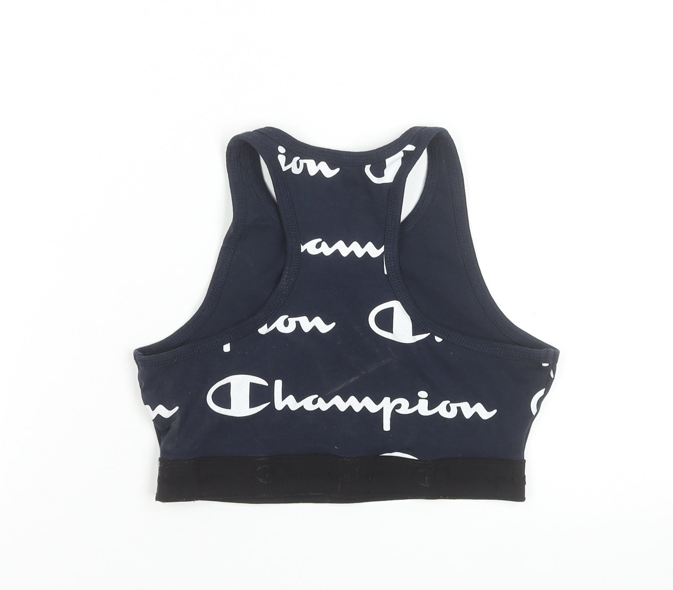 Champion Women's Black Racerback Sports Bra Small Logo Print Activewear