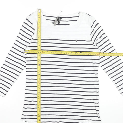 Intuition Women’s White & Navy Striped Cotton Long Sleeve T-Shirt Size 12/14