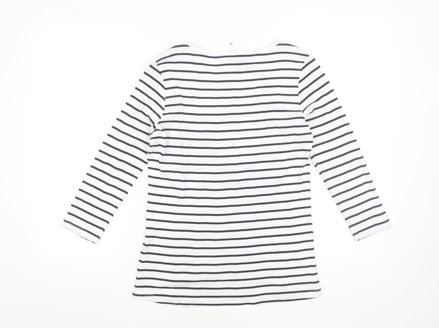 Intuition Women’s White & Navy Striped Cotton Long Sleeve T-Shirt Size 12/14