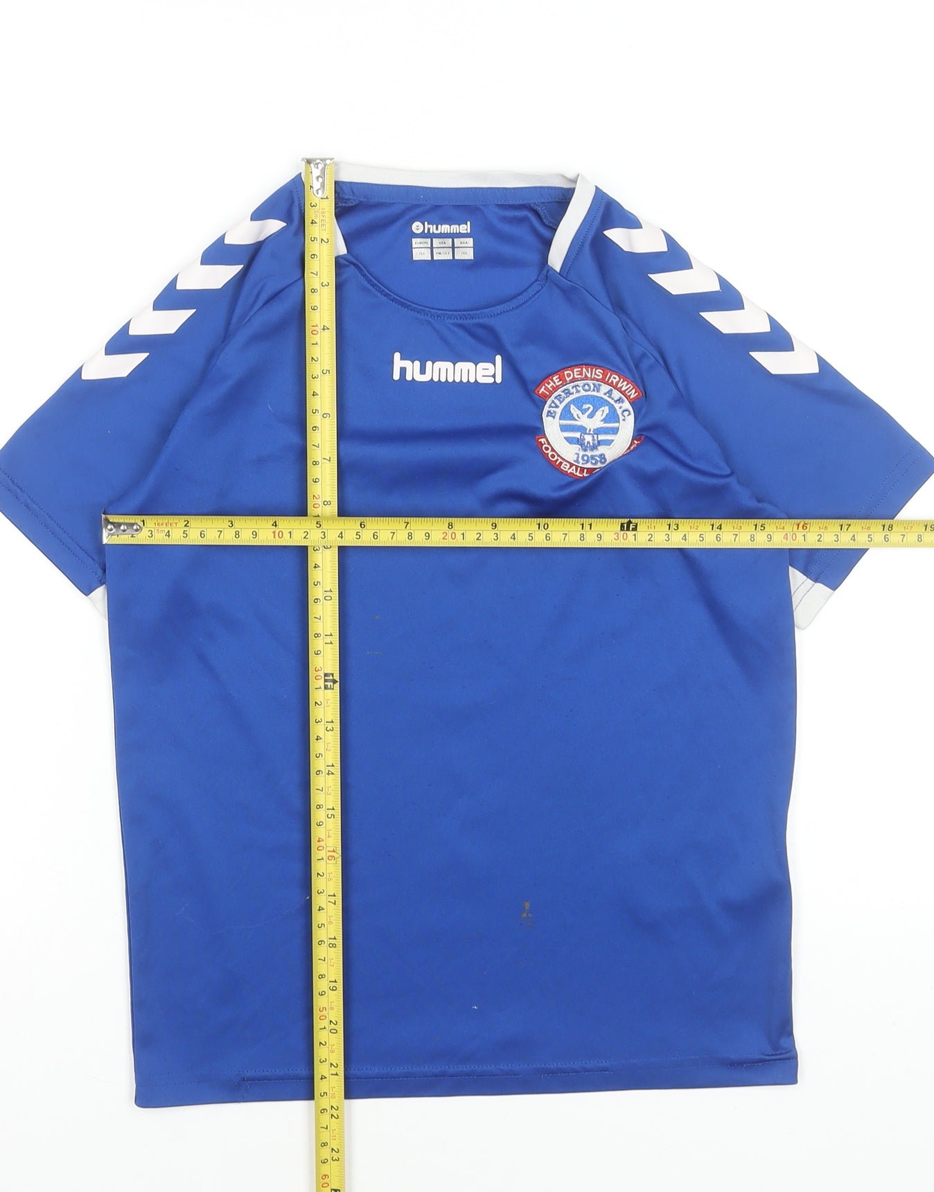 Hummel Boys Blue Football Jersey Top 12 Years Lightweight Sports Tee