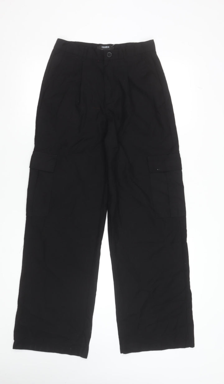 Pull & Bear Women's Black Cargo Trousers Size S Polyester Viscose