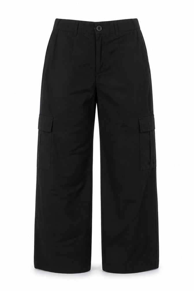 Pull&Bear Women's Black Cargo Trousers Size S Polyester Viscose