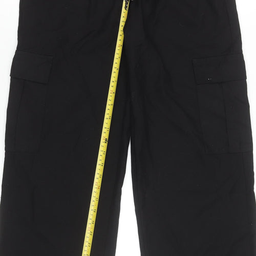 Pull & Bear Women's Black Cargo Trousers Size S Polyester Viscose