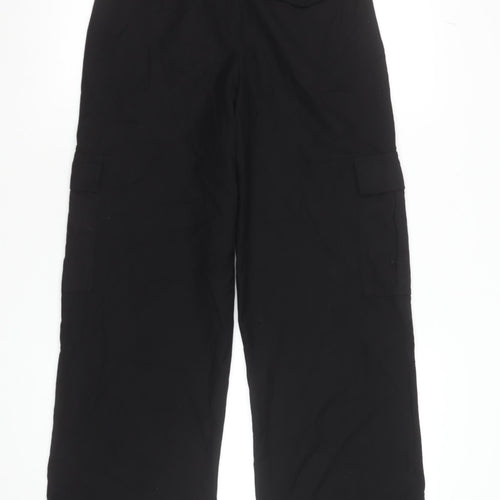 Pull & Bear Women's Black Cargo Trousers Size S Polyester Viscose