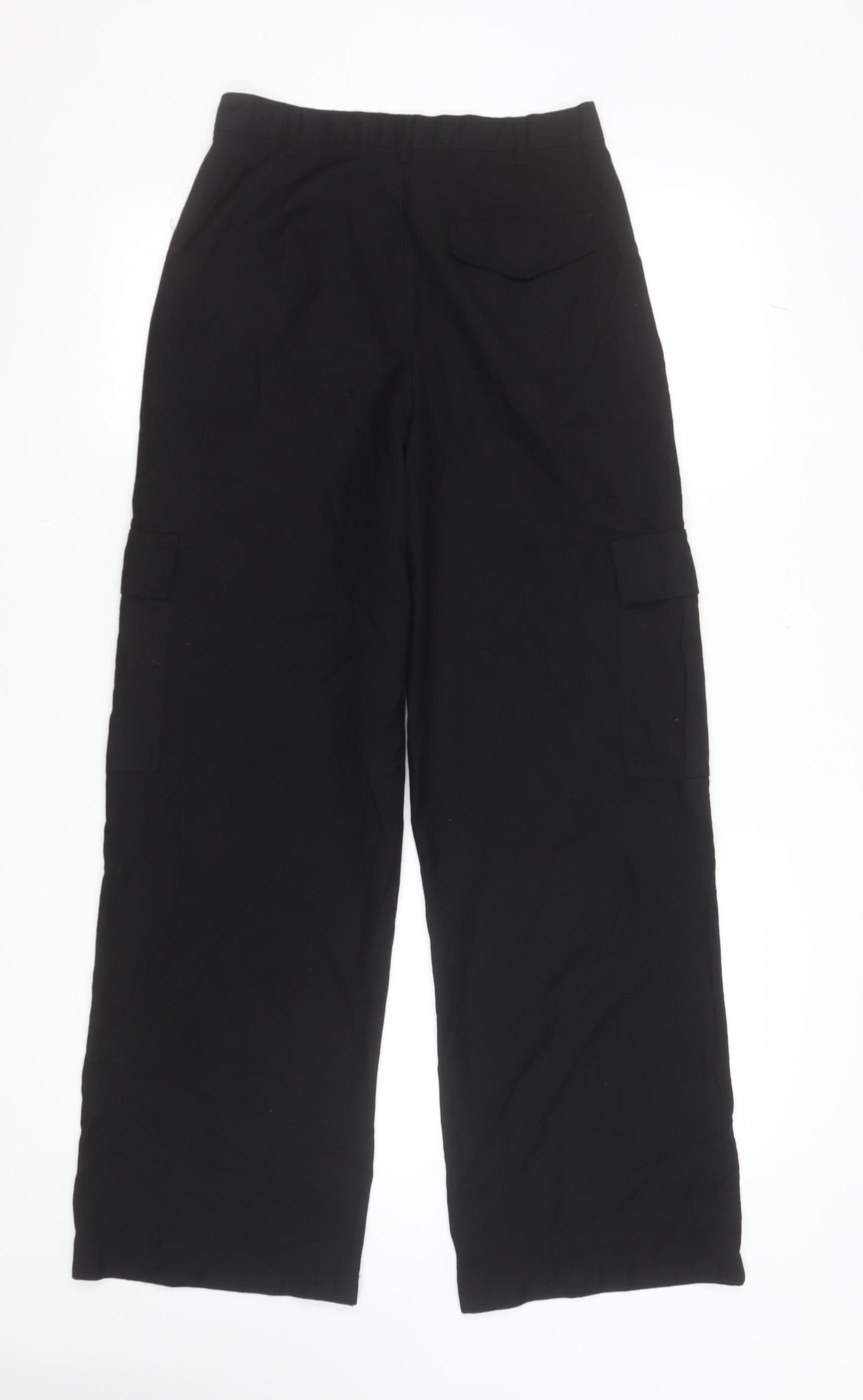 Pull & Bear Women's Black Cargo Trousers Size S Polyester Viscose