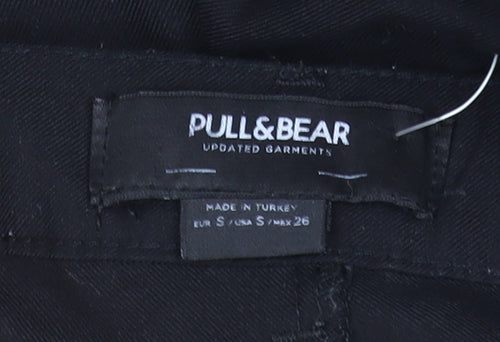 Pull & Bear Women's Black Cargo Trousers Size S Polyester Viscose