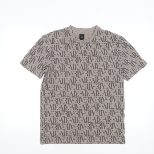 River Island Men's Beige Logo Graphic Cotton T-Shirt Size S