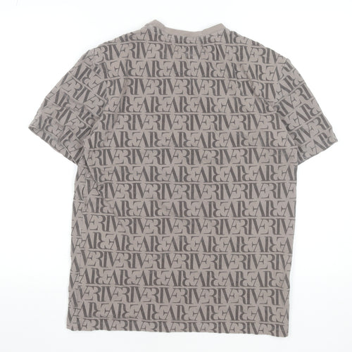 River Island Men's Beige Logo Graphic Cotton T-Shirt Size S
