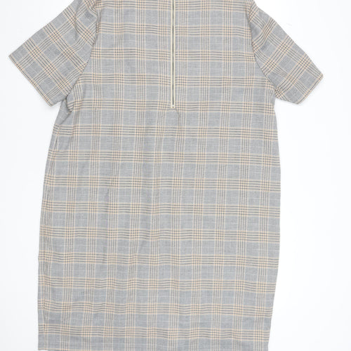 Next Women Grey Check Shift Dress Size 20 Short Sleeve Workwear