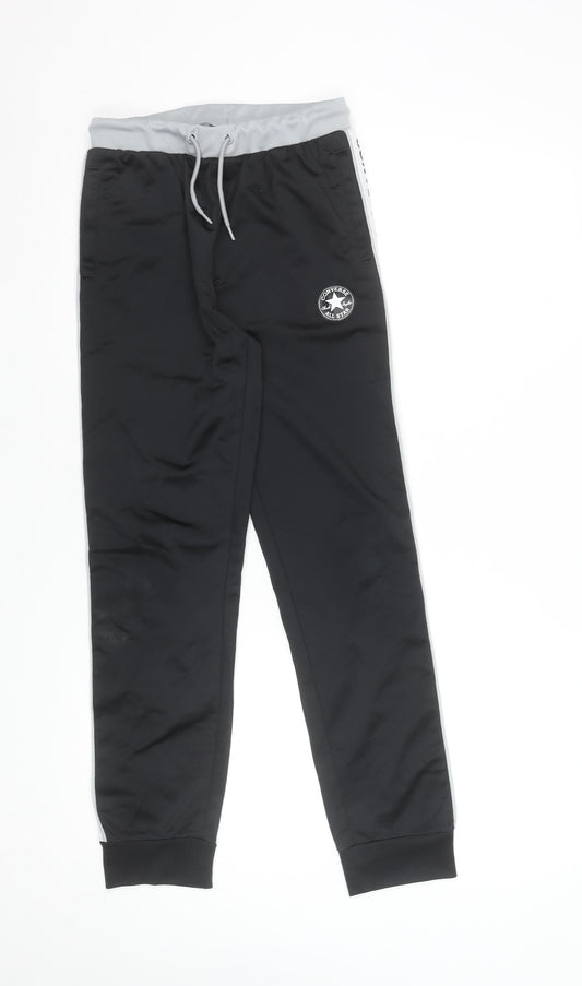 Converse Boys Black L 12-13 Years Jogger Trousers Elastic Waist Polyester