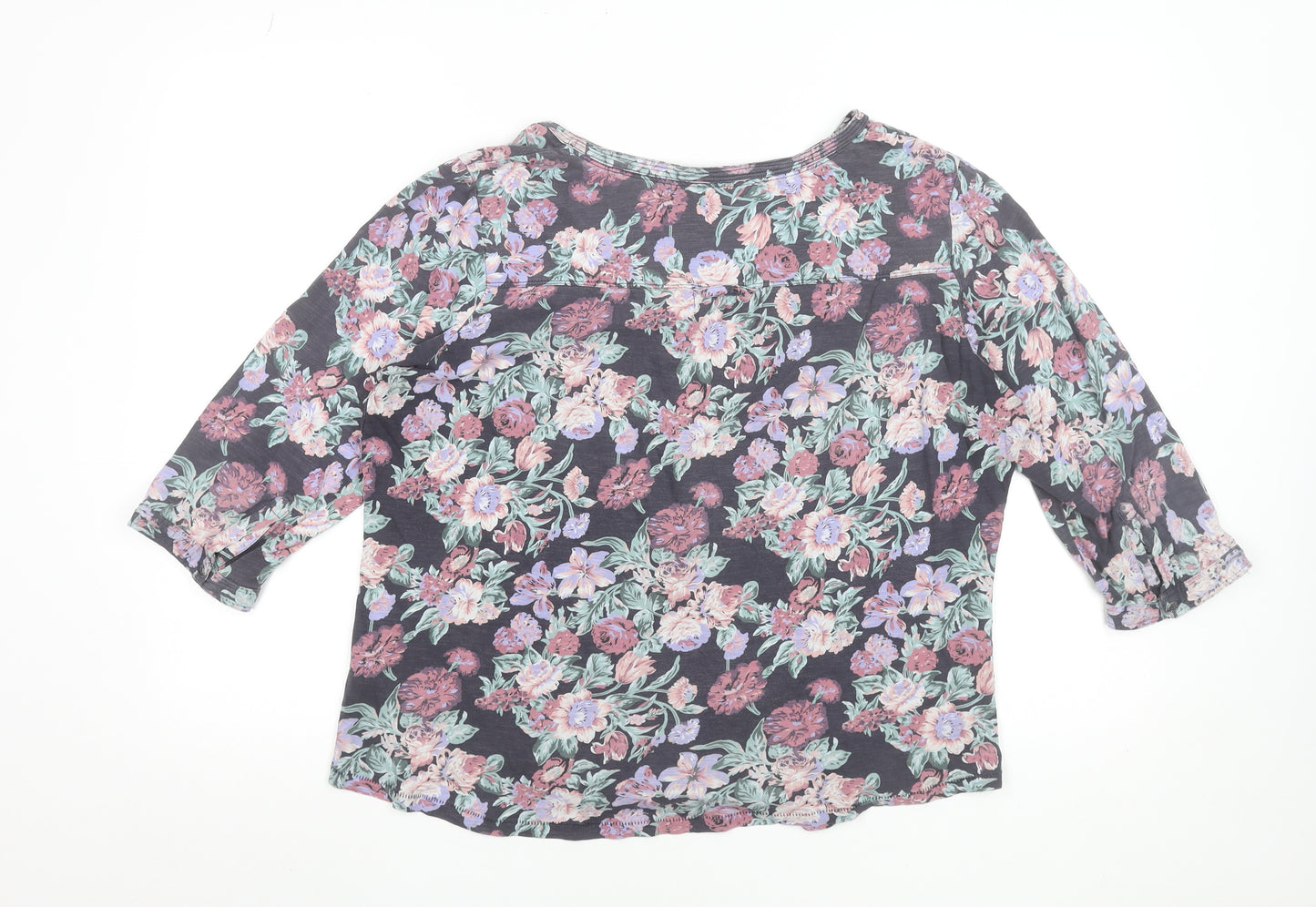 FatFace Womens Blue Floral Cotton Tunic Blouse Size 18 3/4 Sleeve