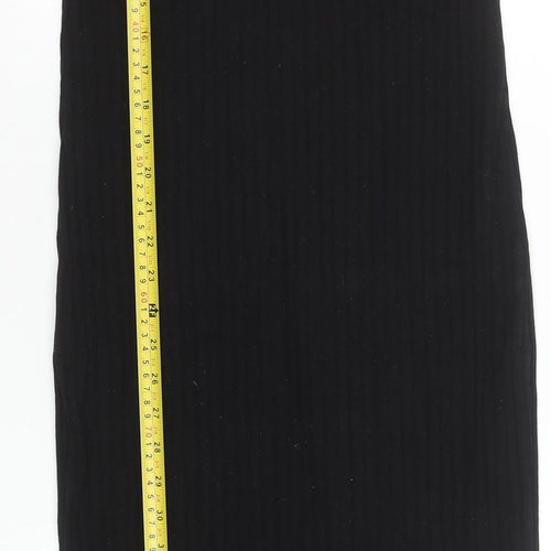 Zara Women Black Bodycon Knit Midi Dress Size 14 Cotton Blend