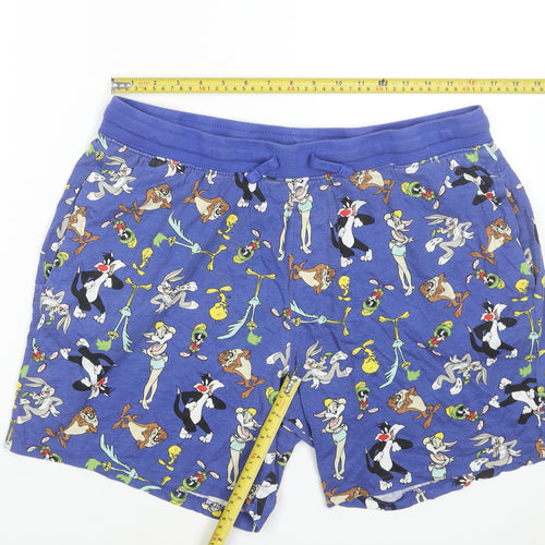 Warner Bros Mens Blue Looney Tunes Cartoon Print Sweat Shorts XL