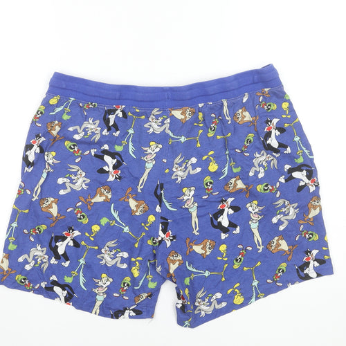 Warner Bros Mens Blue Looney Tunes Cartoon Print Sweat Shorts XL