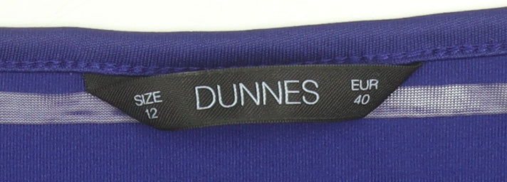 Dunnes Women Blue Striped Sheer Long Sleeve Jersey Top Size 12