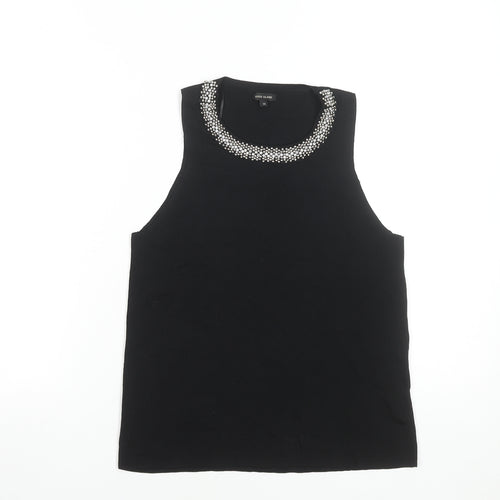 River Island Womens Black Beaded Sleeveless Tank Top Size 10