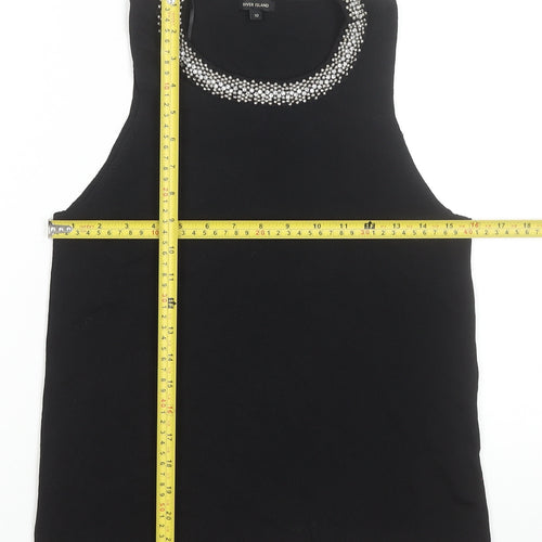 River Island Womens Black Beaded Sleeveless Tank Top Size 10