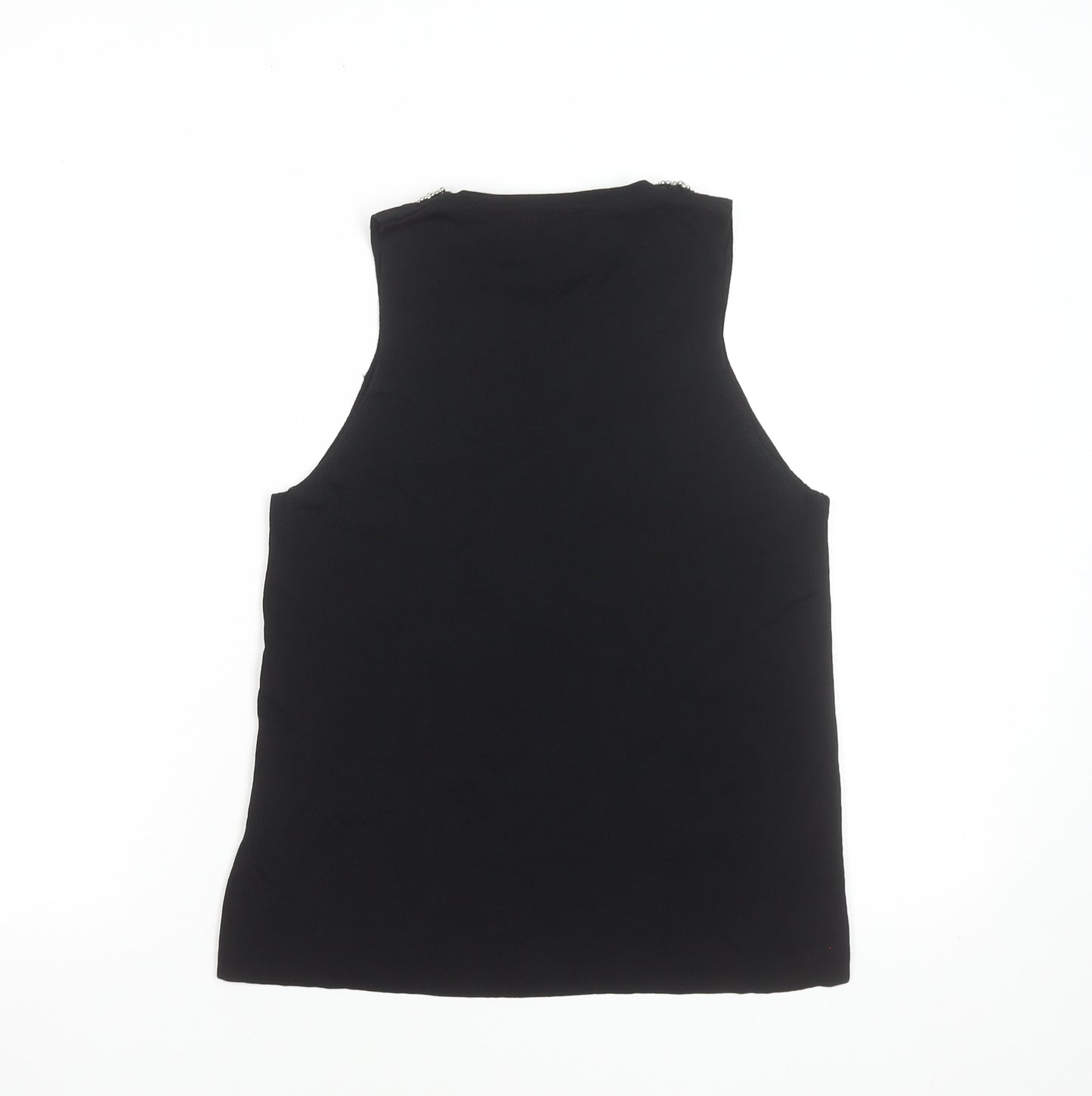 River Island Womens Black Beaded Sleeveless Tank Top Size 10