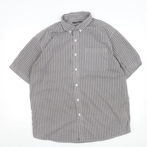 Dunnes Men’s Grey Check Short Sleeve Button-Up Shirt XL