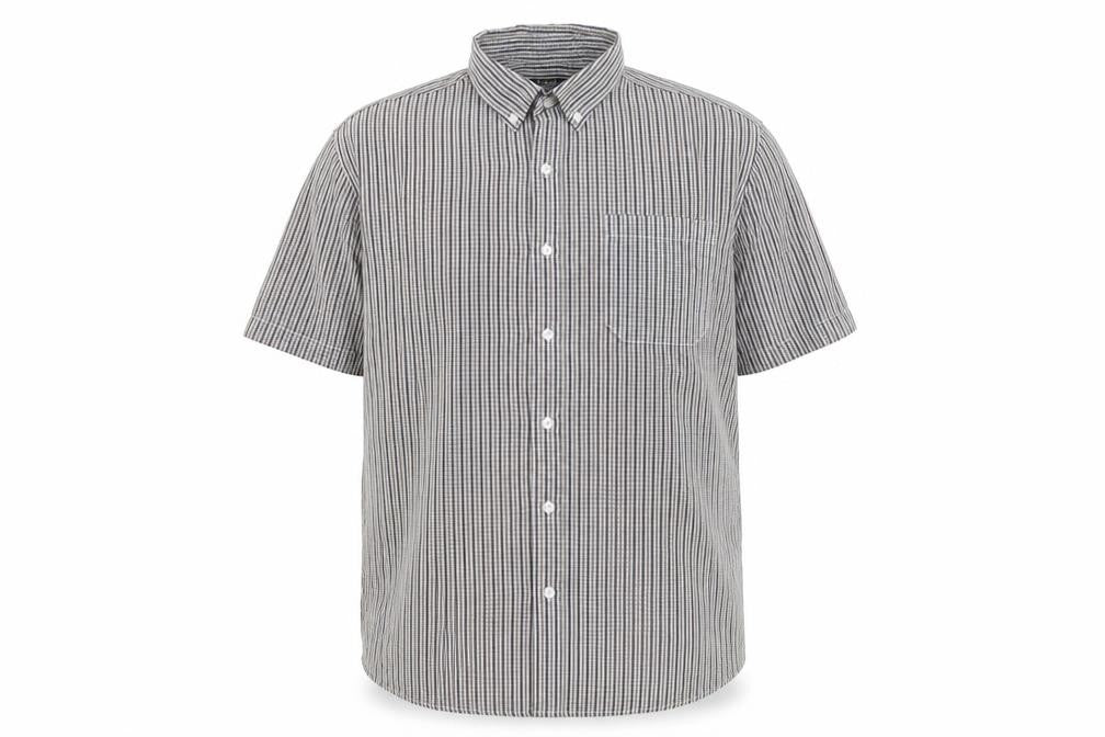 Front view of Dunnes Men’s Grey Check Short Sleeve Button-Up Shirt XL