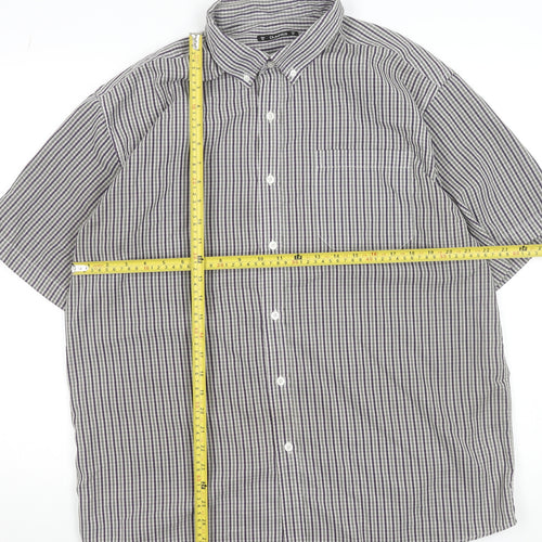 Dunnes Men’s Grey Check Short Sleeve Button-Up Shirt XL