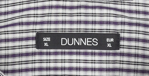 Dunnes Men’s Grey Check Short Sleeve Button-Up Shirt XL