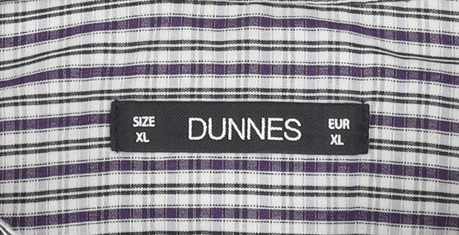 Dunnes Men’s Grey Check Short Sleeve Button-Up Shirt XL