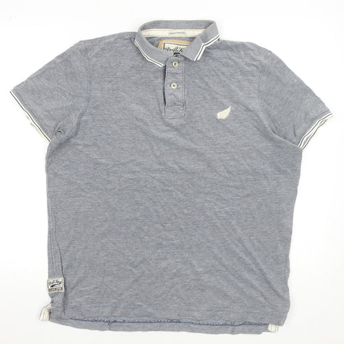 Drift King Men's Blue Cotton Polo Shirt Size L Casual Short Sleeve