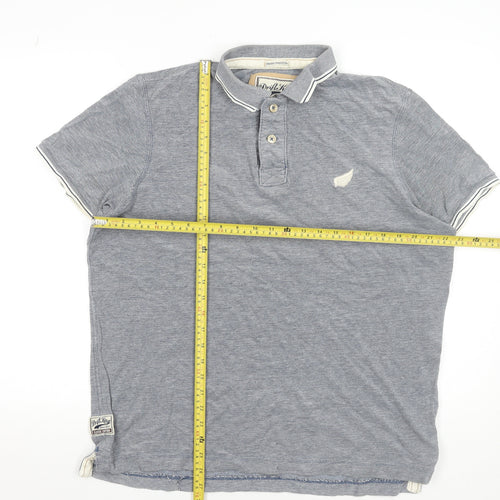 Drift King Men's Blue Cotton Polo Shirt Size L Casual Short Sleeve