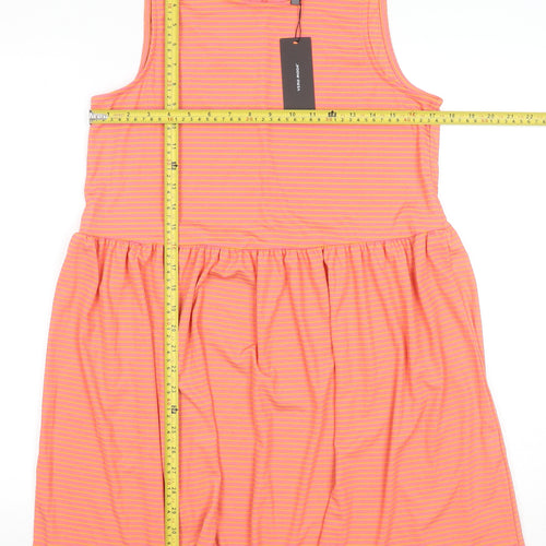 Vero Moda Women's Orange Striped Sleeveless Skater Dress M