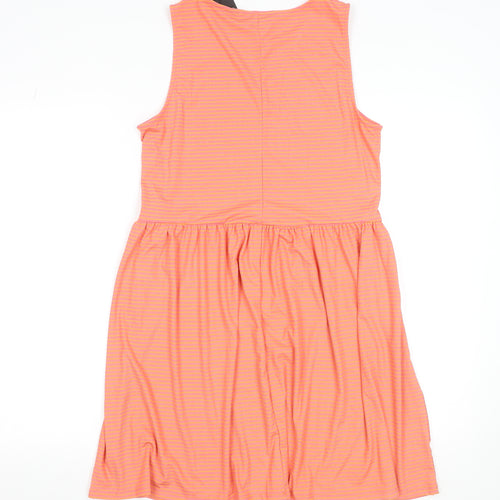 Vero Moda Women's Orange Striped Sleeveless Skater Dress M