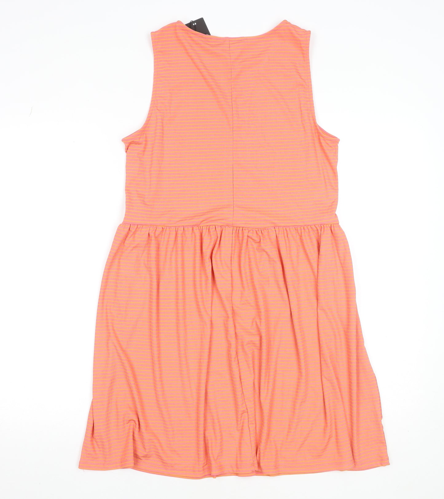 Vero Moda Women's Orange Striped Sleeveless Skater Dress M