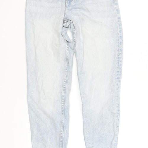 Bershka Women’s Blue Mom Jeans Size 4 High Rise 100% Cotton Denim