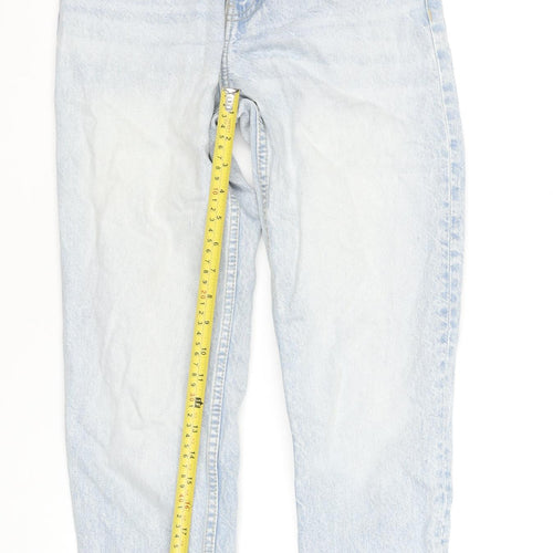 Bershka Women’s Blue Mom Jeans Size 4 High Rise 100% Cotton Denim