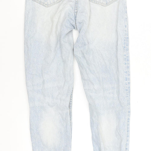 Bershka Women’s Blue Mom Jeans Size 4 High Rise 100% Cotton Denim