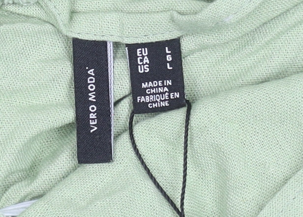 Vero Moda Womens Green Halter Knee Length Summer Dress L