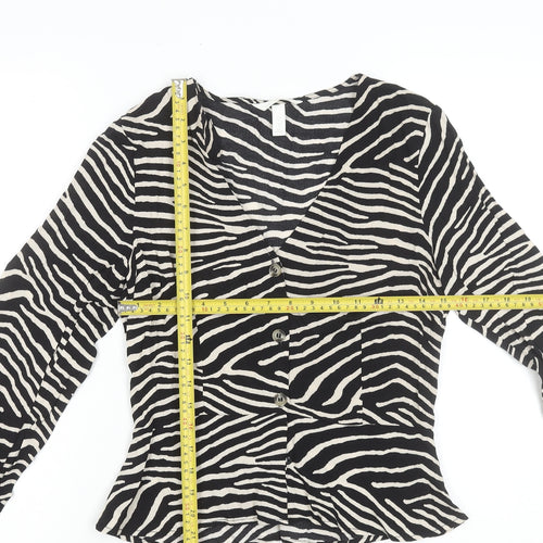 H&M Women's Zebra Print Viscose Button Blouse UK 8